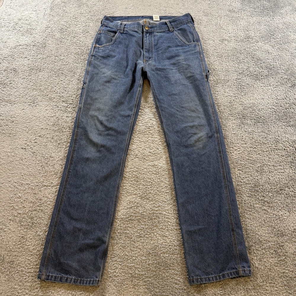 Key Industries Mens Carpenter Jeans 34x36 Blue Denim Utility Work Pants Tall
